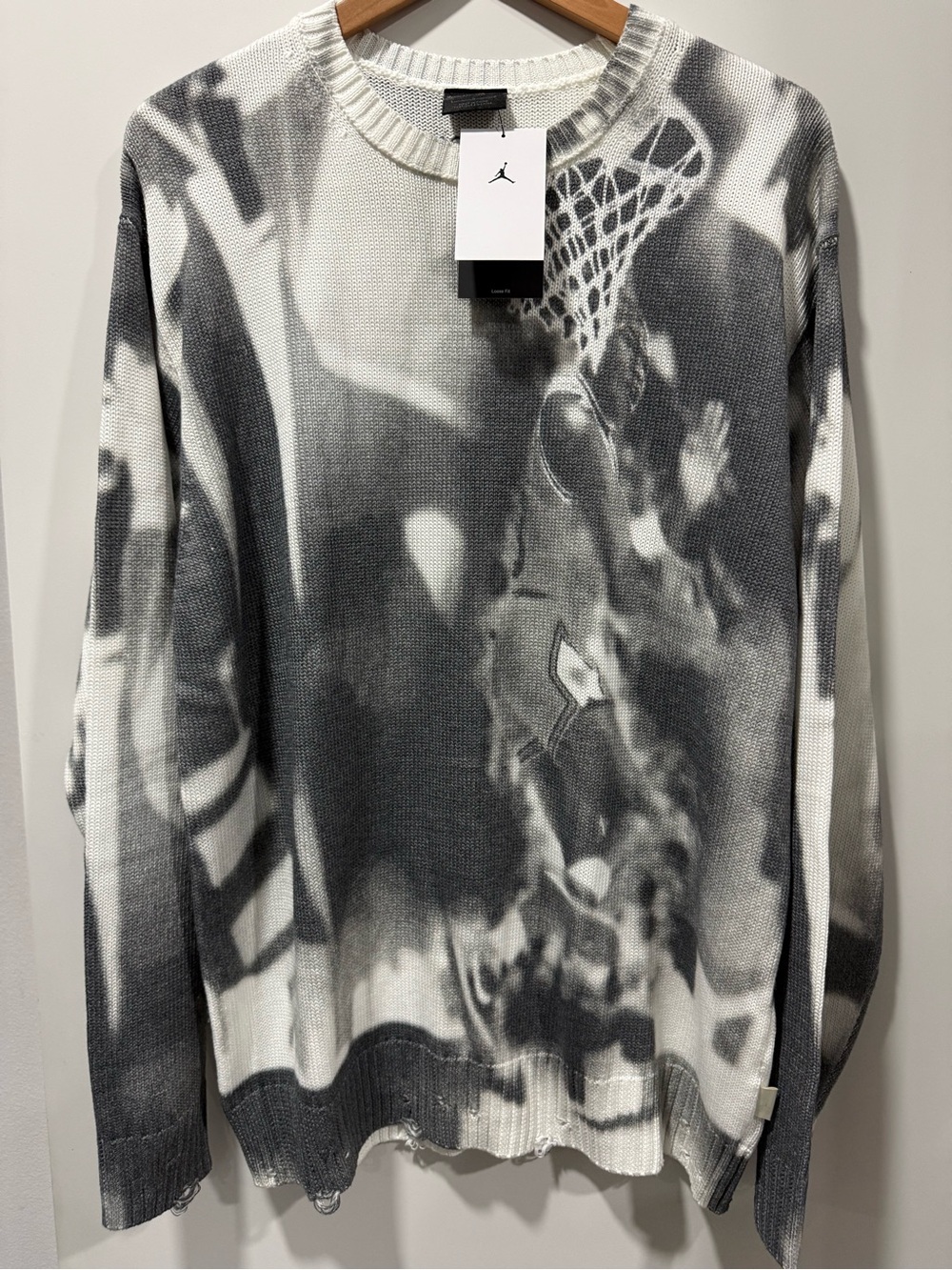 Men’s Air Jordan Knit Distressed Sweater Sz. Large New with tags.